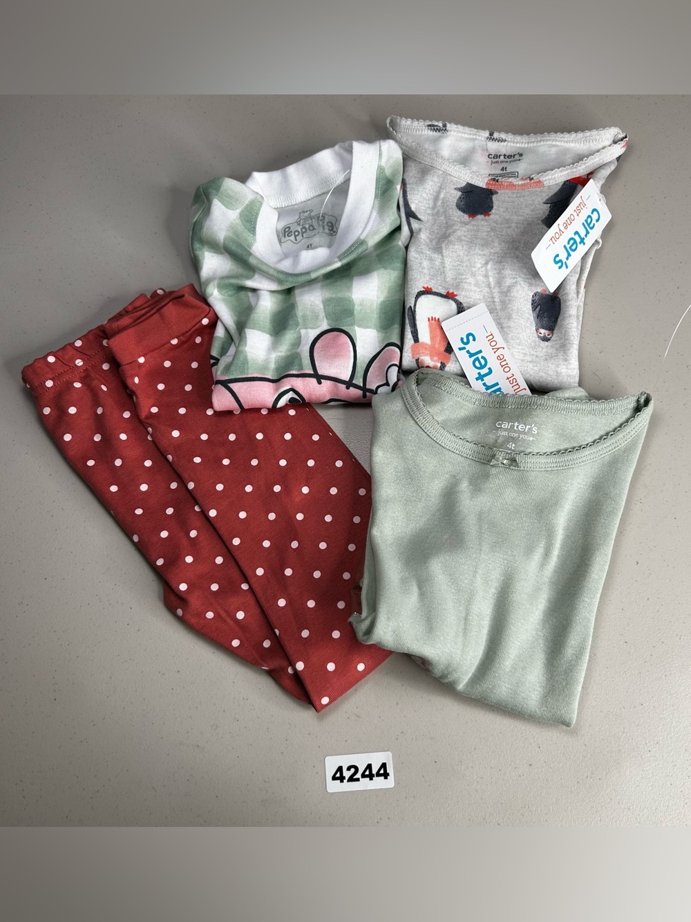 Carter's + Peppa Pig Unisex Baby 4T 4pc Tops & Pants Lot Cotton Multicolor